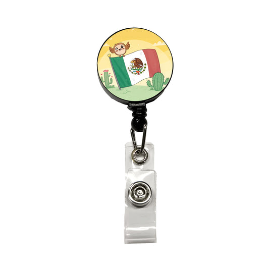 Kawaii Mexico Mexican Flag Retractable ID Key Card Name Tag Badge Holder with Clip