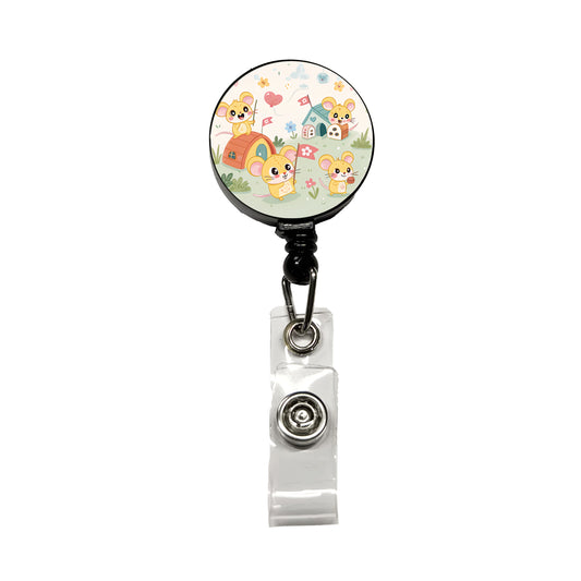 Kawaii Mice Mouse Retractable ID Key Card Name Tag Badge Holder with Clip