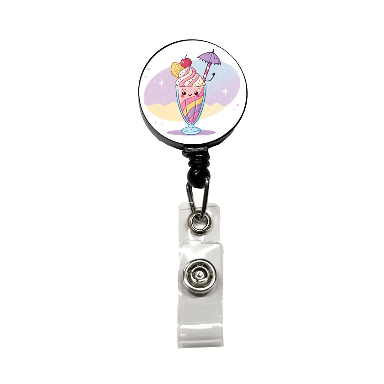 Kawaii Milk Shake Retractable ID Key Card Name Tag Badge Holder with Clip