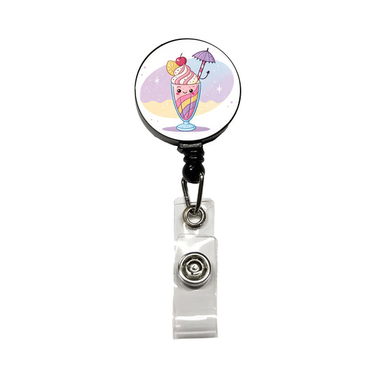 Kawaii Milk Shake Retractable ID Key Card Name Tag Badge Holder with Clip