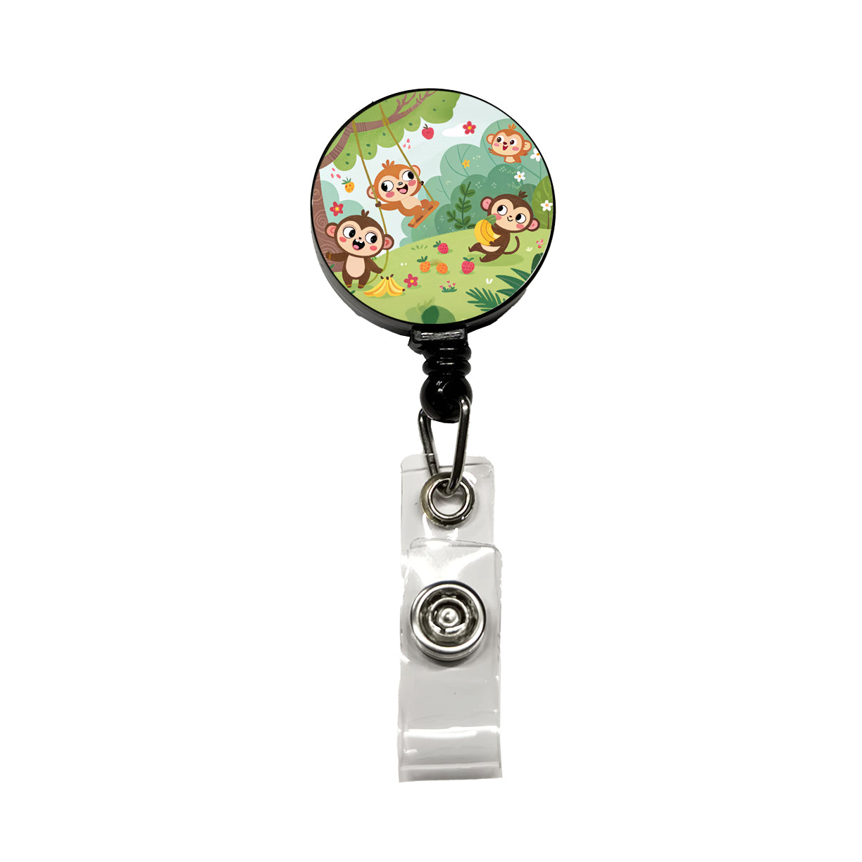 Kawaii Monkeys Retractable ID Key Card Name Tag Badge Holder with Clip