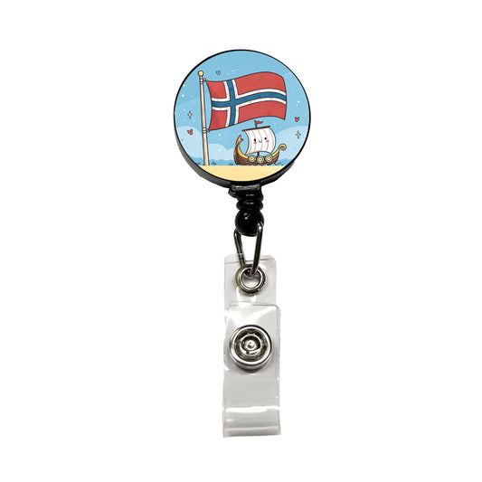 Kawaii Norway Flag Retractable ID Key Card Name Tag Badge Holder with Clip