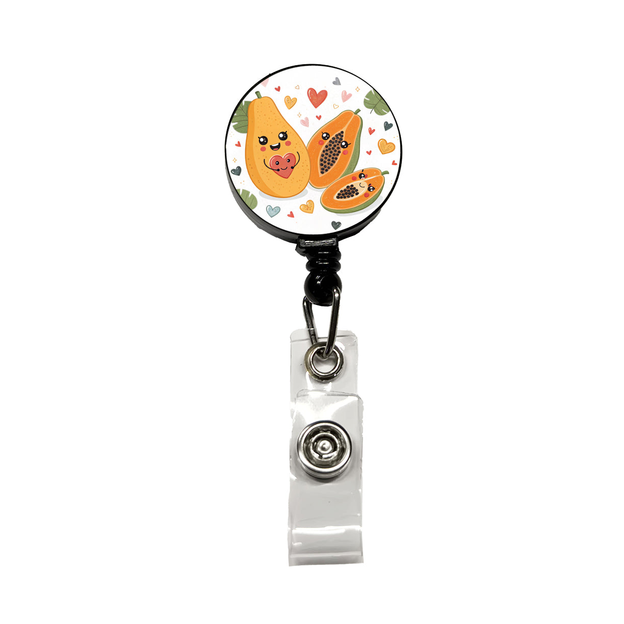 Kawaii Papayas And Hearts Retractable ID Key Card Name Tag Badge Holder with Clip