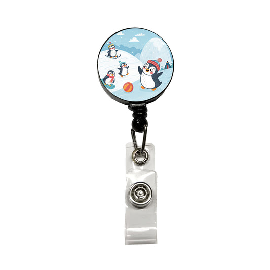 Kawaii Penguins Retractable ID Key Card Name Tag Badge Holder with Clip