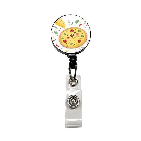 Kawaii Pizza Retractable ID Key Card Name Tag Badge Holder with Clip