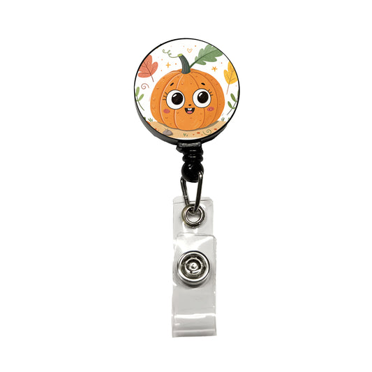 Kawaii Pumpkin Fall Autumn Halloween Retractable ID Key Card Name Tag Badge Holder with Clip