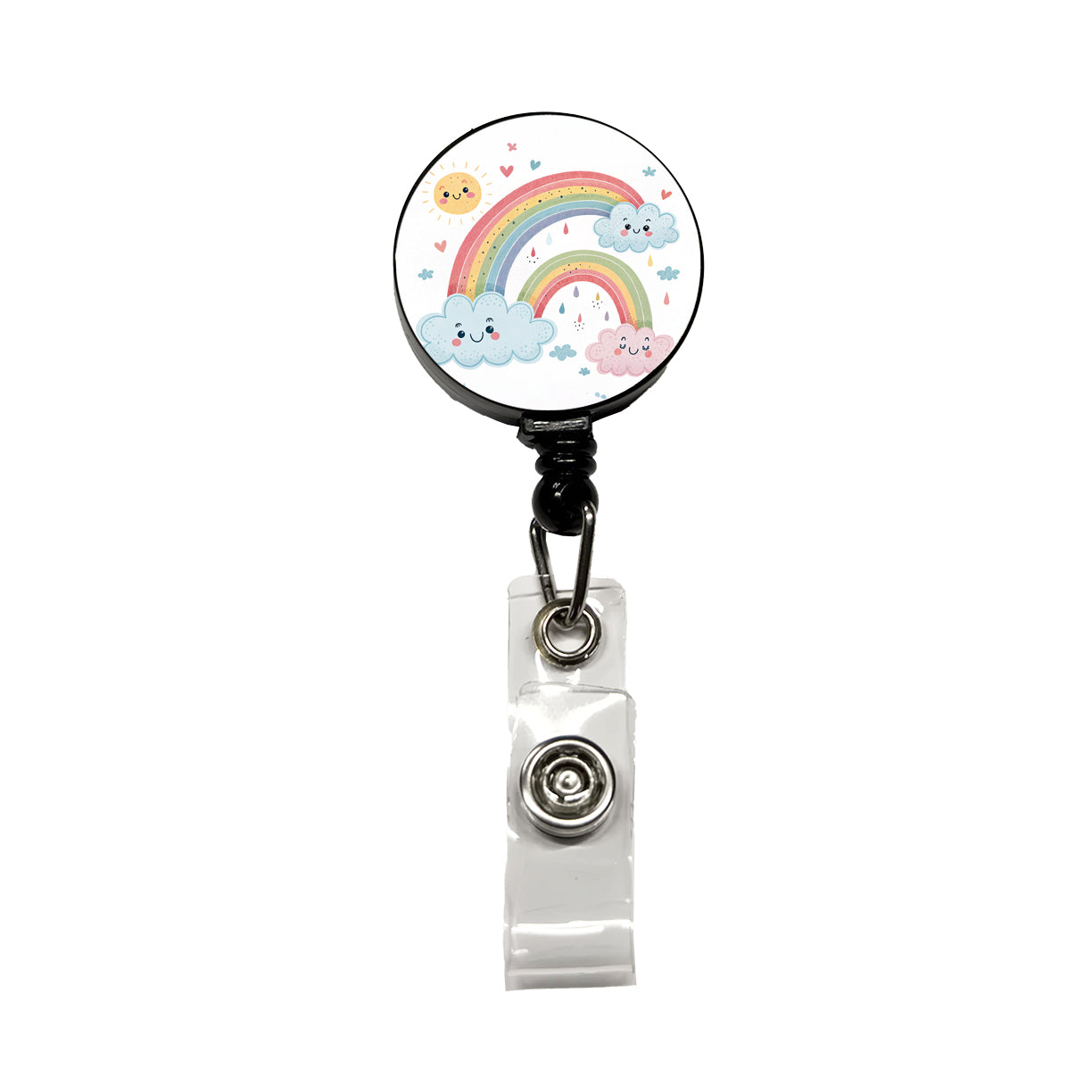 Kawaii Rainbows And Clouds Retractable ID Key Card Name Tag Badge Holder with Clip