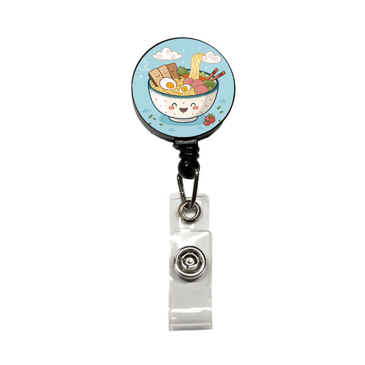 Kawaii Ramen Noodles Retractable ID Key Card Name Tag Badge Holder with Clip