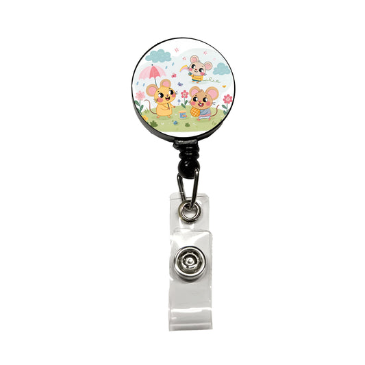 Kawaii Rats Retractable ID Key Card Name Tag Badge Holder with Clip