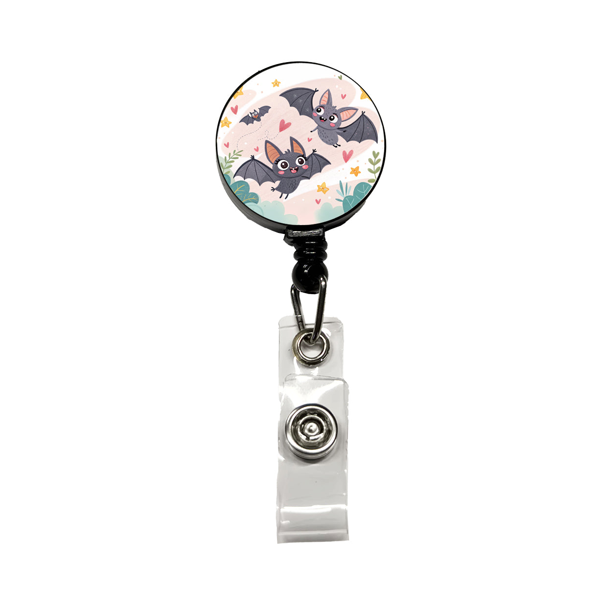 Kawaii Scattered Bats Retractable ID Key Card Name Tag Badge Holder with Clip