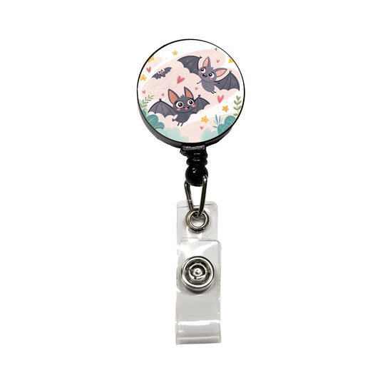 Kawaii Scattered Bats Retractable ID Key Card Name Tag Badge Holder with Clip