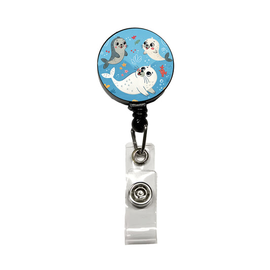 Kawaii Seals Retractable ID Key Card Name Tag Badge Holder with Clip