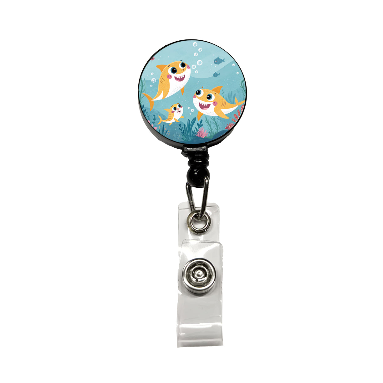 Kawaii Sharks Retractable ID Key Card Name Tag Badge Holder with Clip
