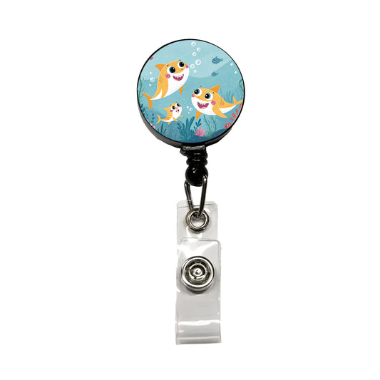 Kawaii Sharks Retractable ID Key Card Name Tag Badge Holder with Clip