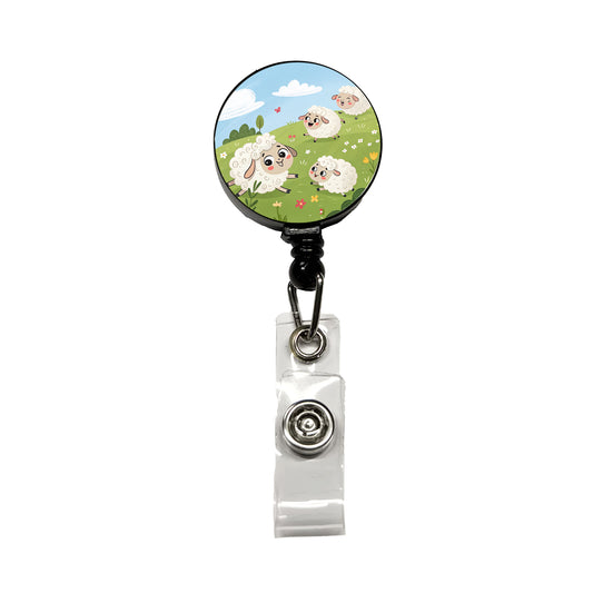 Kawaii Sheep Retractable ID Key Card Name Tag Badge Holder with Clip