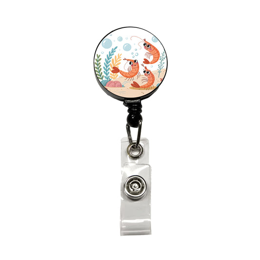 Kawaii Shrimp Retractable ID Key Card Name Tag Badge Holder with Clip