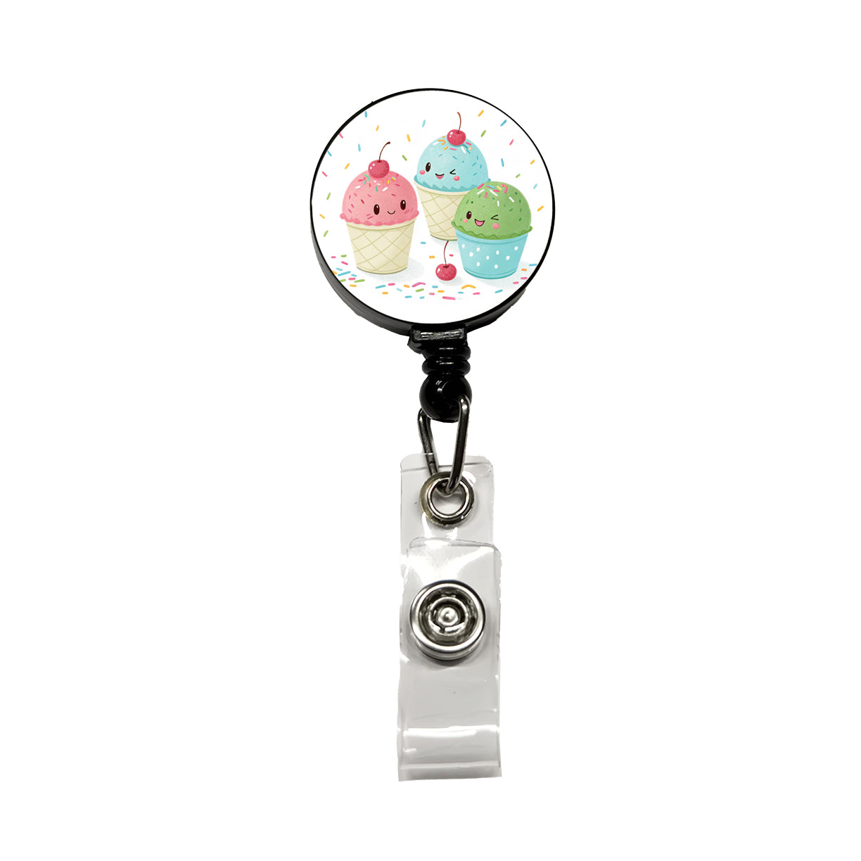 Kawaii Snowcones Retractable ID Key Card Name Tag Badge Holder with Clip