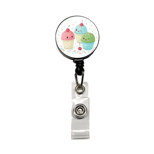 Kawaii Snowcones Retractable ID Key Card Name Tag Badge Holder with Clip