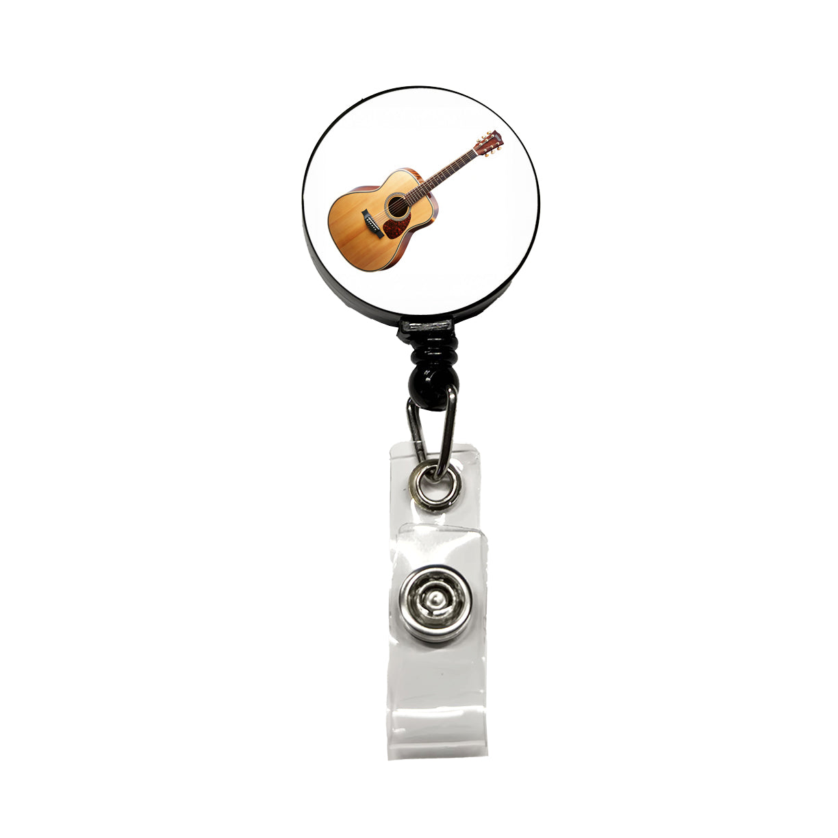 Acoustic Guitar Music Musical Instrument Musician Retractable ID Key Card Name Tag Badge Holder with Clip