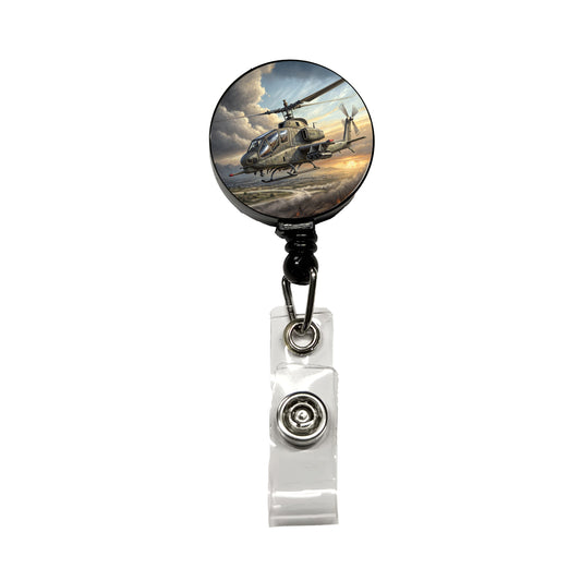 AH-1 SuperCobra US Marines Attack Helicopter Retractable ID Key Card Name Tag Badge Holder with Clip