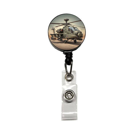 AH-64 Apache US Army Attack Helicopter Retractable ID Key Card Name Tag Badge Holder with Clip