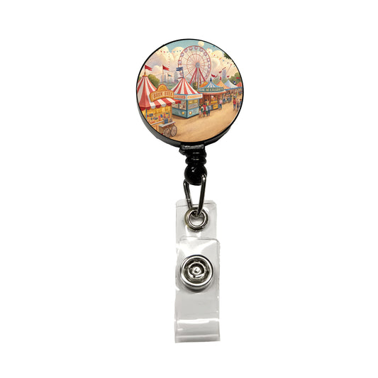 Americana State Fair Scene Retractable ID Key Card Name Tag Badge Holder with Clip