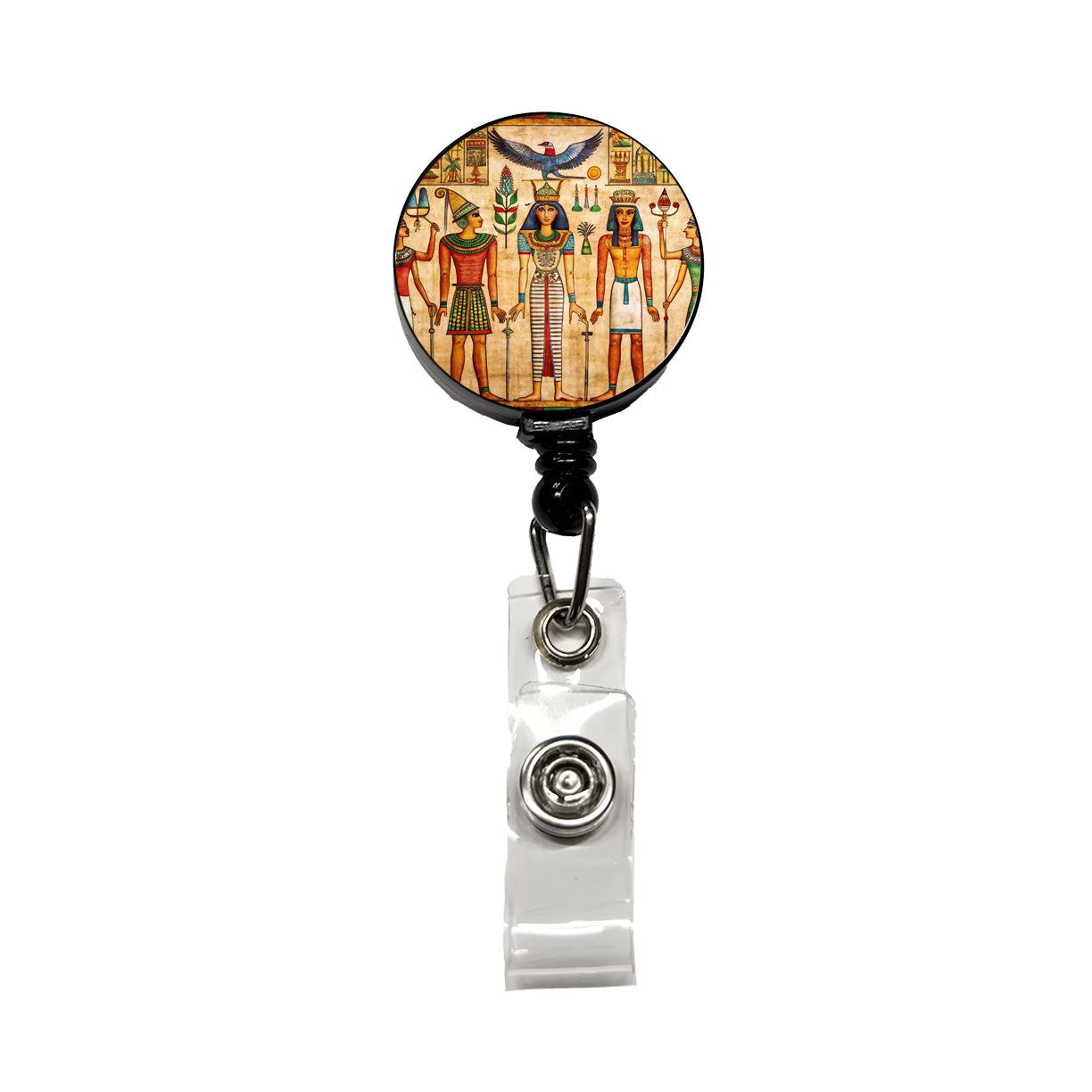 Ancient Egyptian Hieroglyphics Pharaohs Gods Retractable ID Key Card Name Tag Badge Holder with Clip
