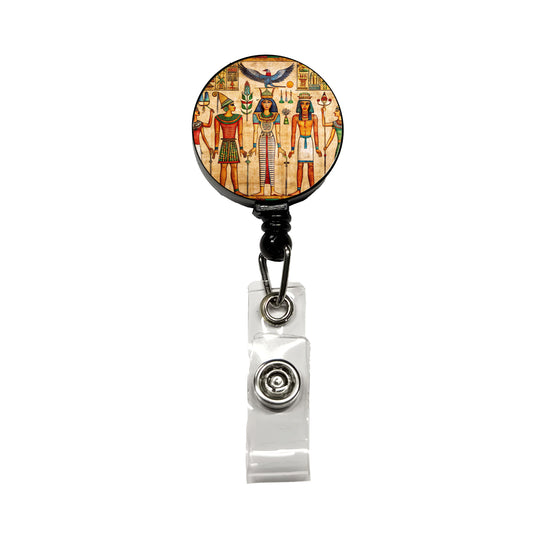 Ancient Egyptian Hieroglyphics Pharaohs Gods Retractable ID Key Card Name Tag Badge Holder with Clip