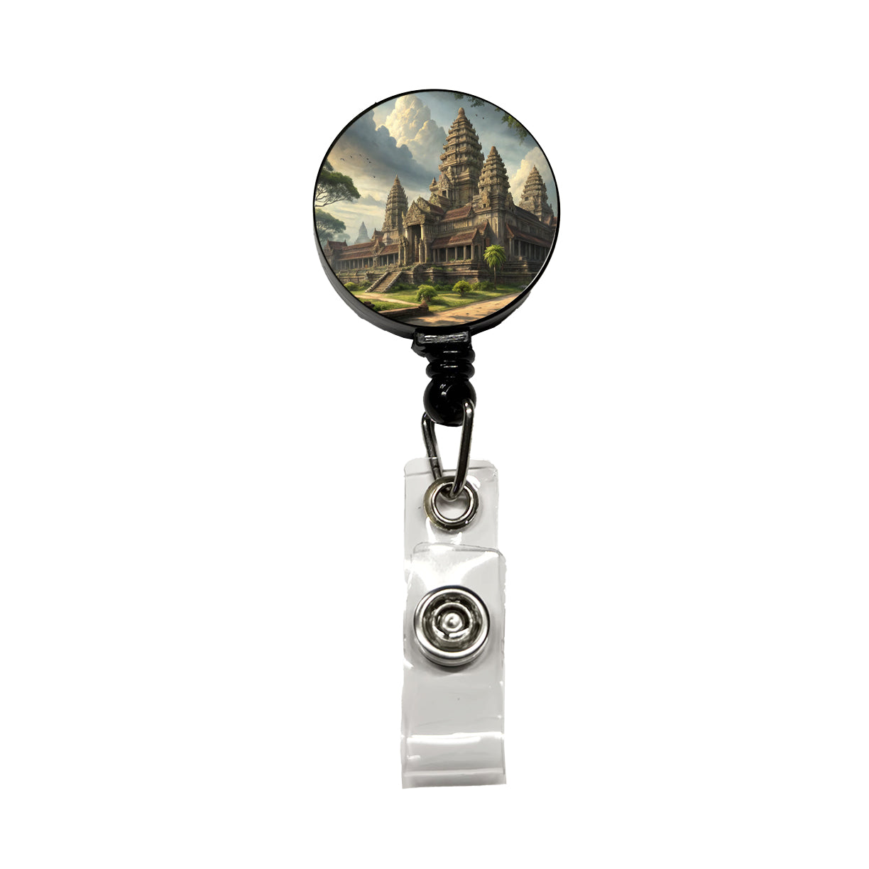 Angkor Wat Hindu Buddhist Temple Cambodia Retractable ID Key Card Name Tag Badge Holder with Clip