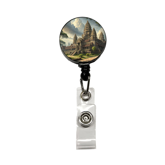 Angkor Wat Hindu Buddhist Temple Cambodia Retractable ID Key Card Name Tag Badge Holder with Clip