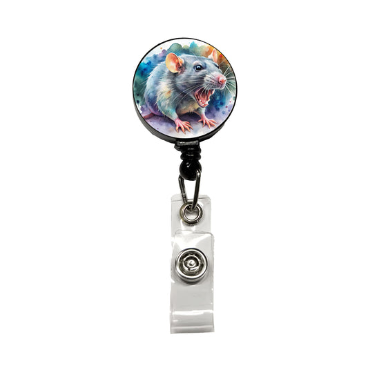 Angry Rat Watercolor Retractable ID Key Card Name Tag Badge Holder with Clip