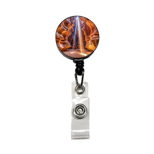 Antelope Slot Canyon Light Beams Utah Nevada Retractable ID Key Card Name Tag Badge Holder with Clip
