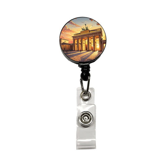 Brandenburg Gate At Sunset Berlin Germany Retractable ID Key Card Name Tag Badge Holder with Clip