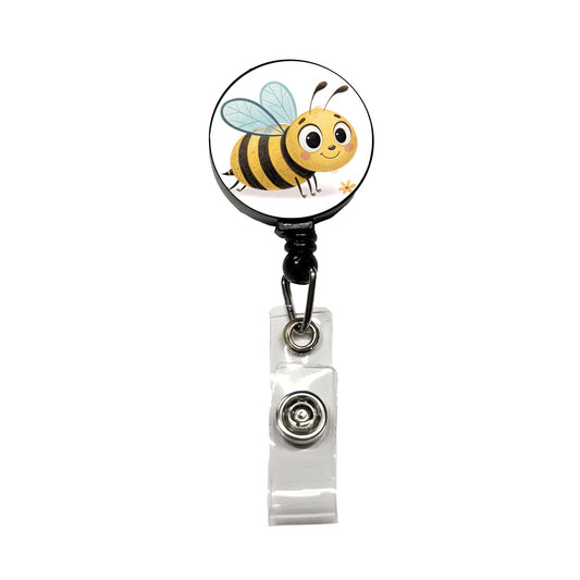 Bumble Bee Children's Illustration Style Retractable ID Key Card Name Tag Badge Holder with Clip