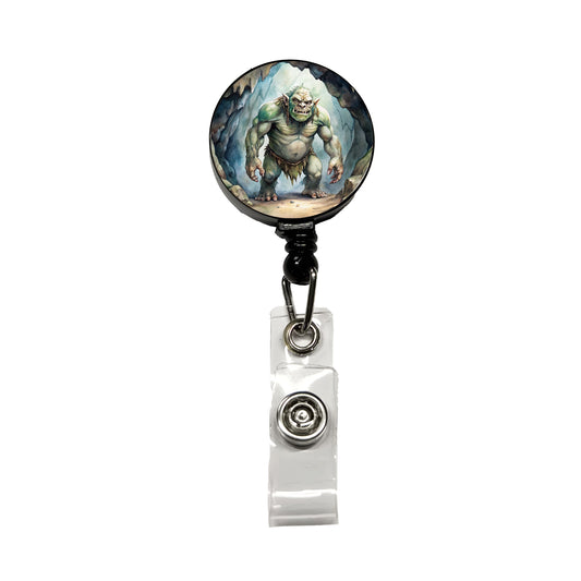 Cave Troll Fantasy Monster Watercolor Retractable ID Key Card Name Tag Badge Holder with Clip