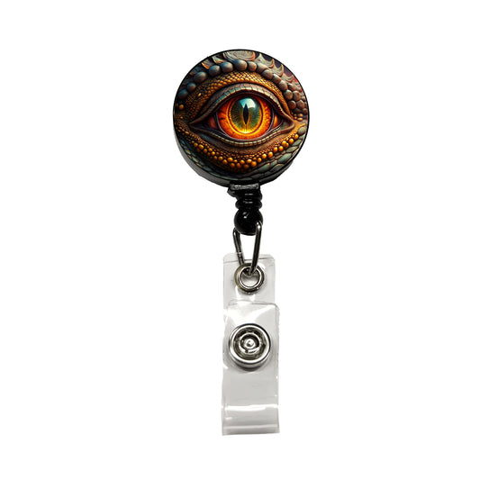 Close-Up Of a Dragon's Eye Fantasy Retractable ID Key Card Name Tag Badge Holder with Clip