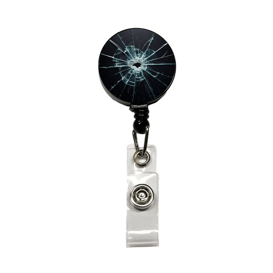 Close-Up Of Broken Pane Of Glass Retractable ID Key Card Name Tag Badge Holder with Clip