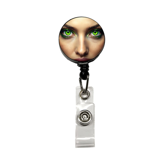 Close-Up Of Green Eyes Retractable ID Key Card Name Tag Badge Holder with Clip