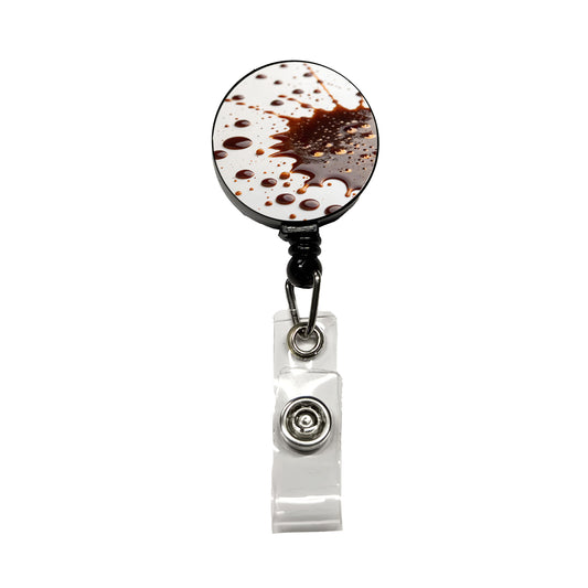 Close-Up of Spilled Coffee Retractable ID Key Card Name Tag Badge Holder with Clip