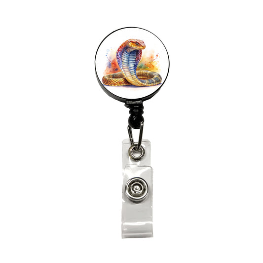 Cobra Snake Watercolor Retractable ID Key Card Name Tag Badge Holder with Clip