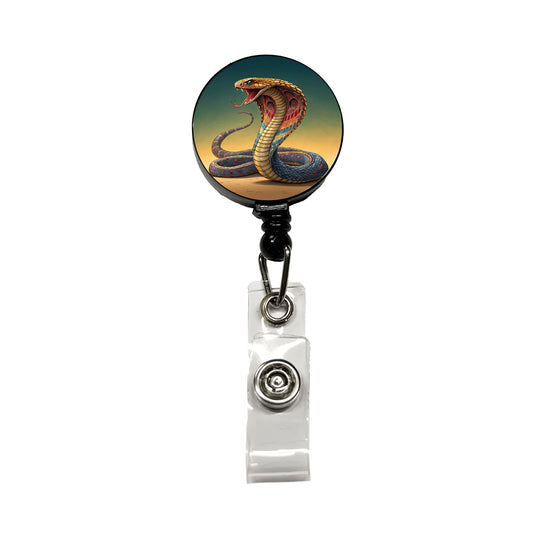 Colorful Cobra Snake Reptile Retractable ID Key Card Name Tag Badge Holder with Clip