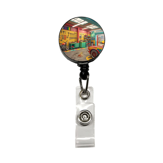 Colorful Mechanic's Garage Retractable ID Key Card Name Tag Badge Holder with Clip