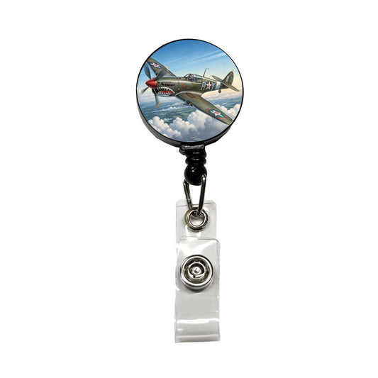 Curtiss P-40 Warhawk WWII US Fighter Bomber Plane Retractable ID Key Card Name Tag Badge Holder with Clip