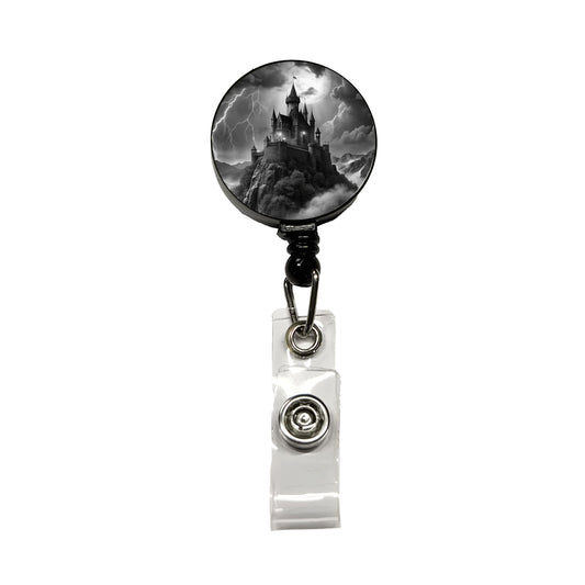 Dark and Foreboding Vampire Castle Retractable ID Key Card Name Tag Badge Holder with Clip