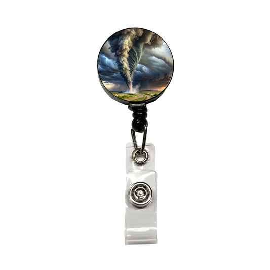 Dark and Scary Tornado Twister Retractable ID Key Card Name Tag Badge Holder with Clip