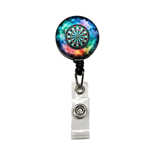 Dart Board Black Watercolor Retractable ID Key Card Name Tag Badge Holder with Clip