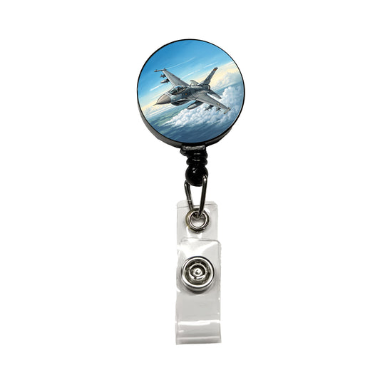 F-16 Fighting Falcon Viper US Air Force Air Superiority Fighter Plane Retractable ID Key Card Name Tag Badge Holder with Clip