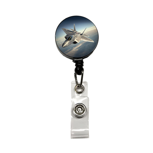 F-22 Raptor US Air Force Air Superiority Fighter Plane Retractable ID Key Card Name Tag Badge Holder with Clip