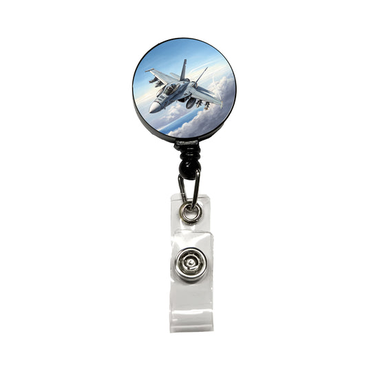 FA-18 Hornet US Navy Multirole Fighter Plane Retractable ID Key Card Name Tag Badge Holder with Clip