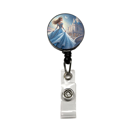 Fairy Tale Princess In Ball Gown Retractable ID Key Card Name Tag Badge Holder with Clip